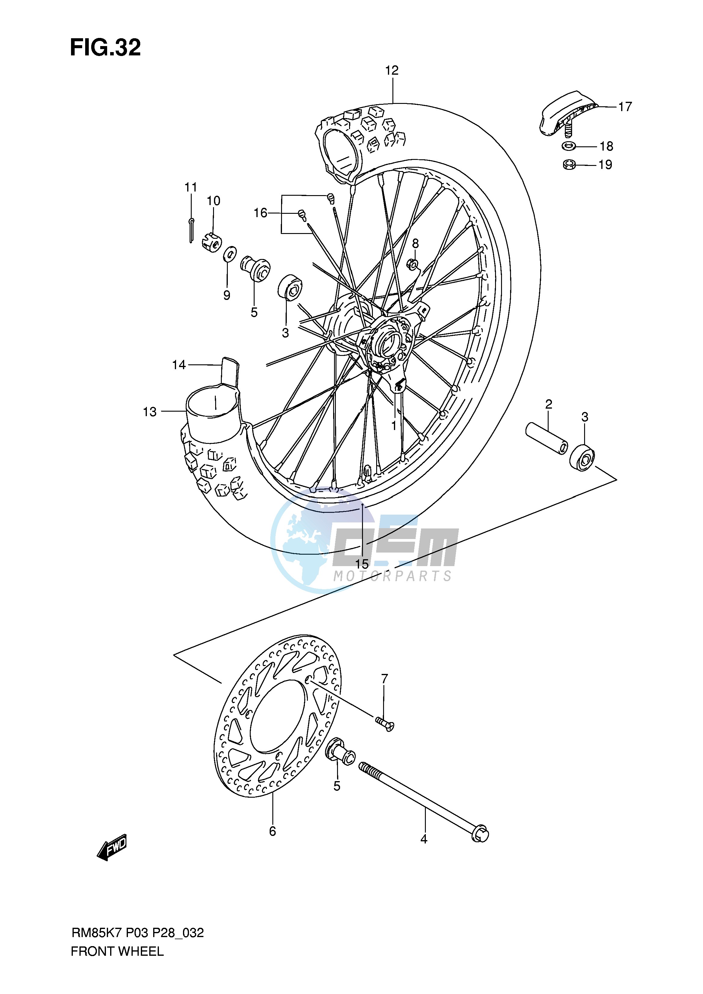 FRONT WHEEL (RM85LK7 LK8 LK9 LL0)