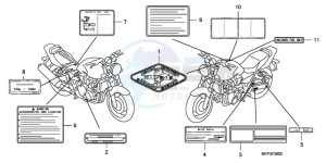 CB1300A9 France - (F / ABS CMF MME TWO) drawing CAUTION LABEL (CB1300/CB1 300A)