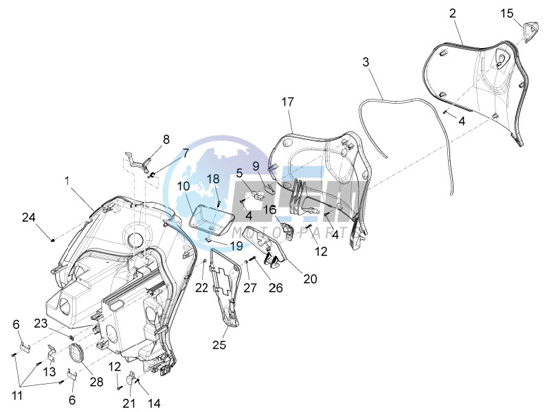 Front glove-box - Knee-guard panel