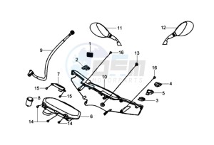 HD 125 EVO drawing DASHBOARD / HANDLEBAR COVER / MIRRORS/ WIRING HARNASS