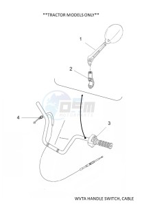 YFM700FWAD GRIZZLY 700 EPS (BDE7) drawing WVTA HANDLE SWITCH, CABLE