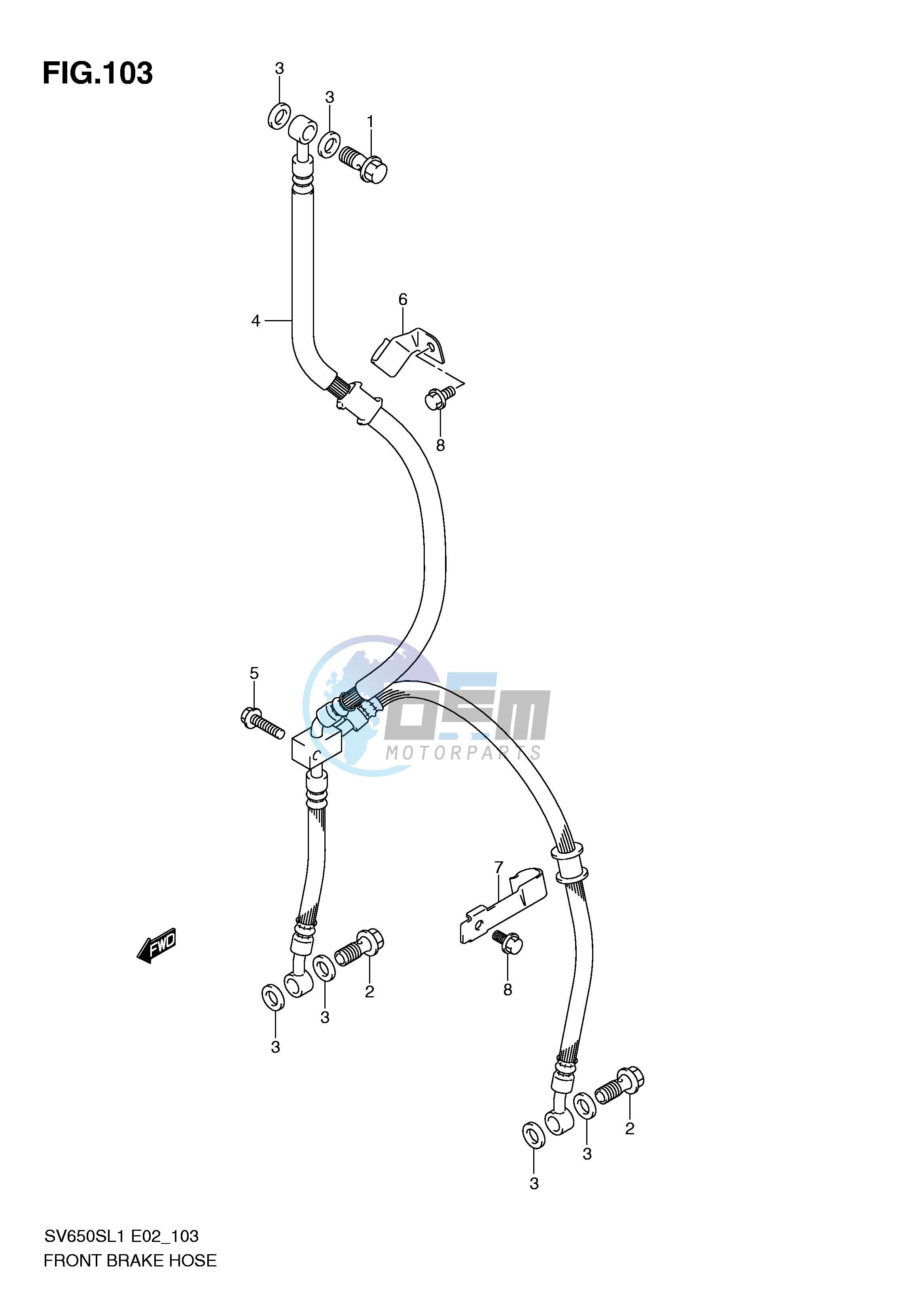 FRONT BRAKE HOSE (SV650SL1 E24)