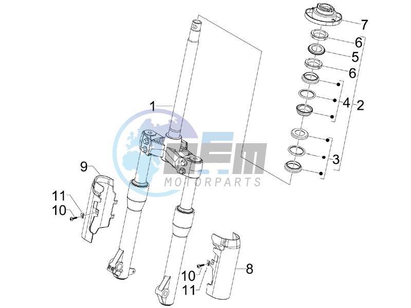 Fork steering tube - Steering bearing unit