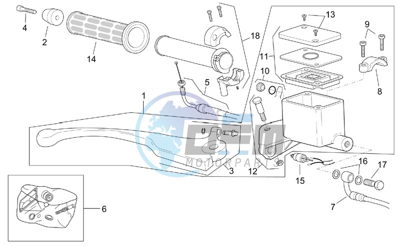 Front master brake cilinder