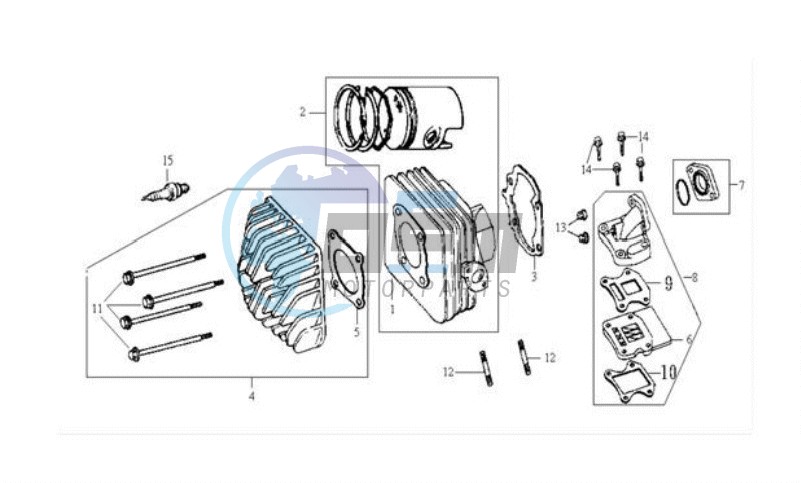 CYLINDER MET PISTON / CYLINDER HEAD