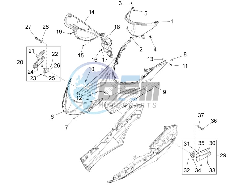 Central cover - Footrests