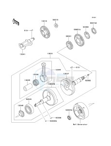 KLF 250 A [BAYOU 250] (A6F-A9F) A8F drawing CRANKSHAFT