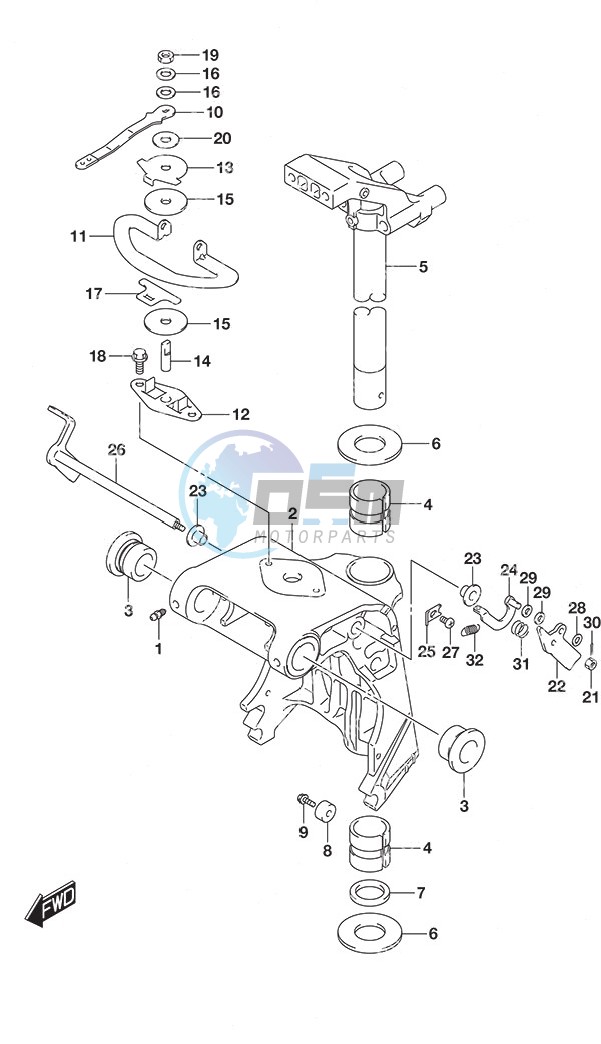 Swivel Bracket Tiller Handle w/Power Tilt