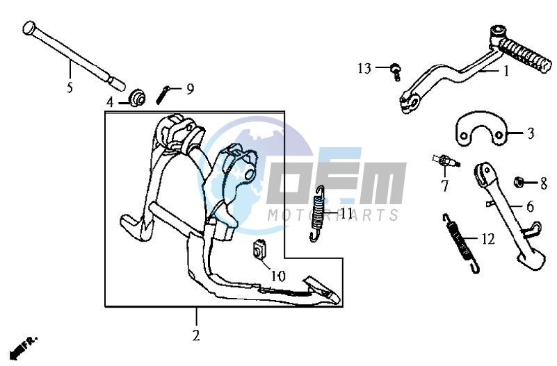 CENTRAL STAND / SIDE STAND / KICKSTARTER PEDAL
