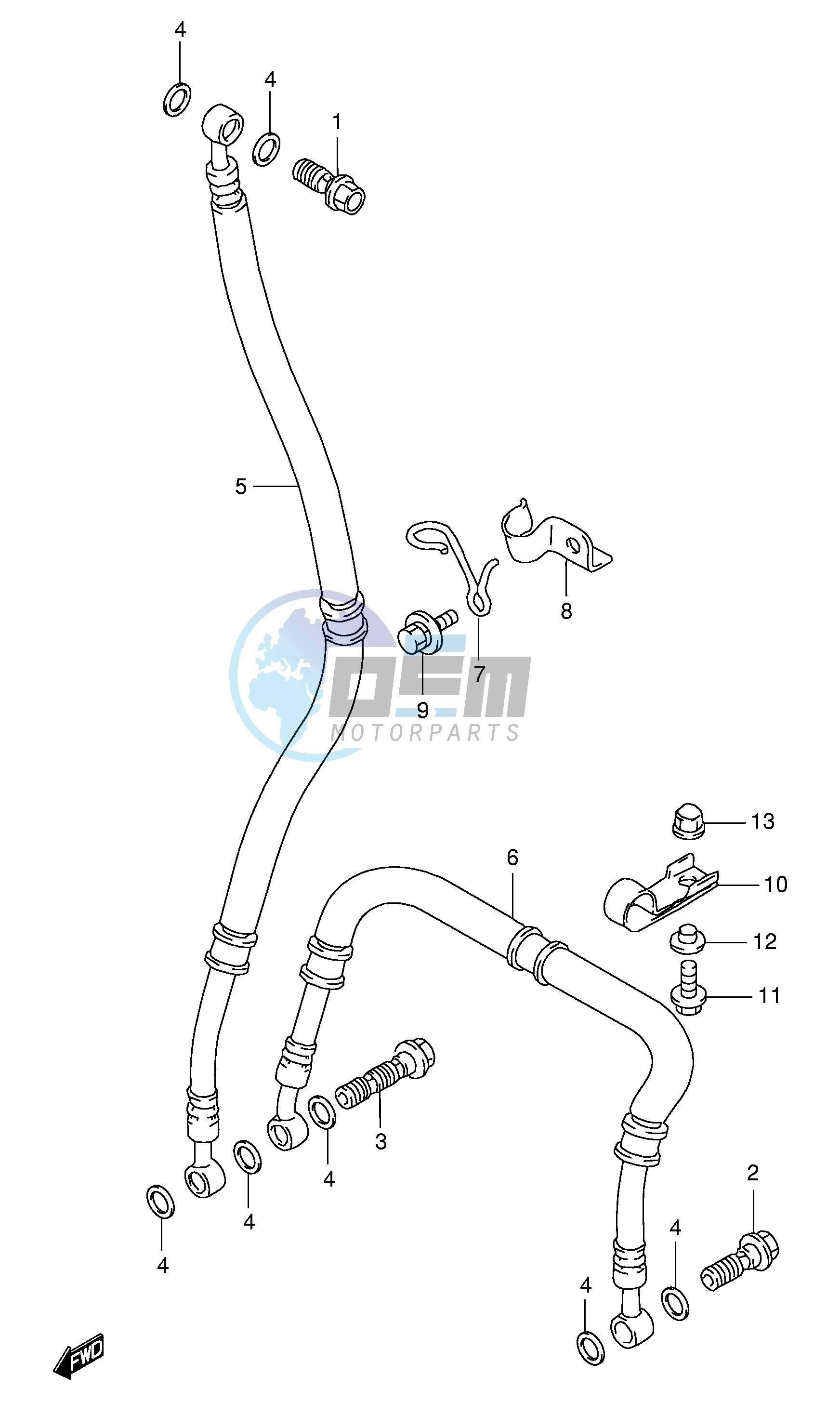 FRONT BRAKE HOSE (MODEL S T V W)