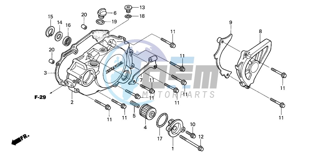 L. CRANKCASE COVER (TRX450R4,5)