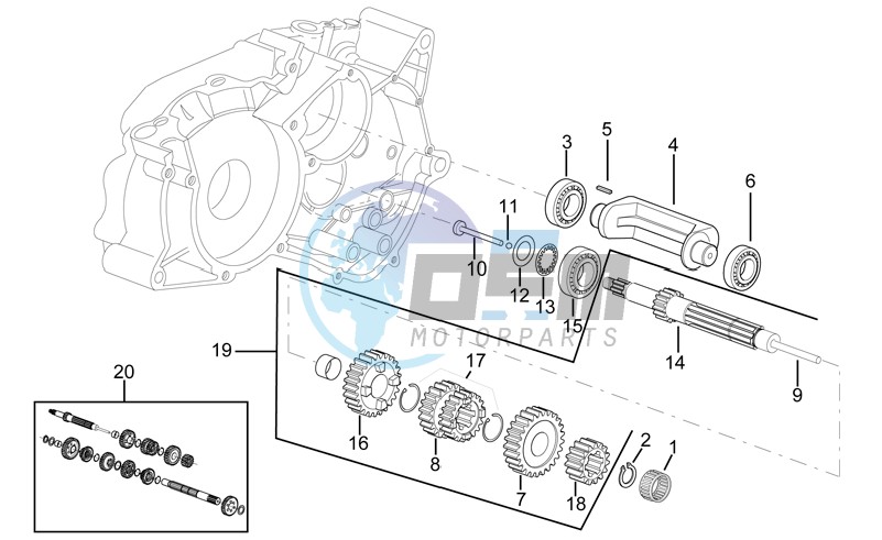 Primary gear shaft