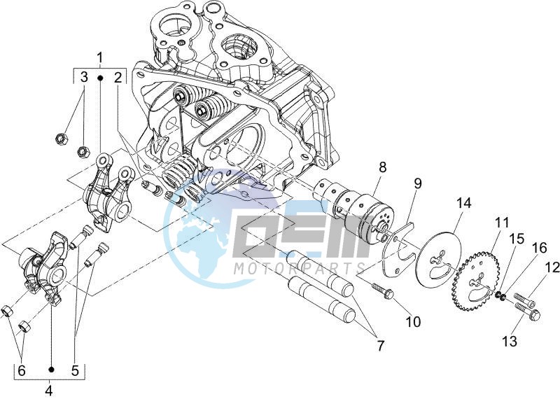 Camshaft - Rocking levers support unit