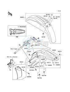 KLX450R KLX450A8F EU drawing Fenders