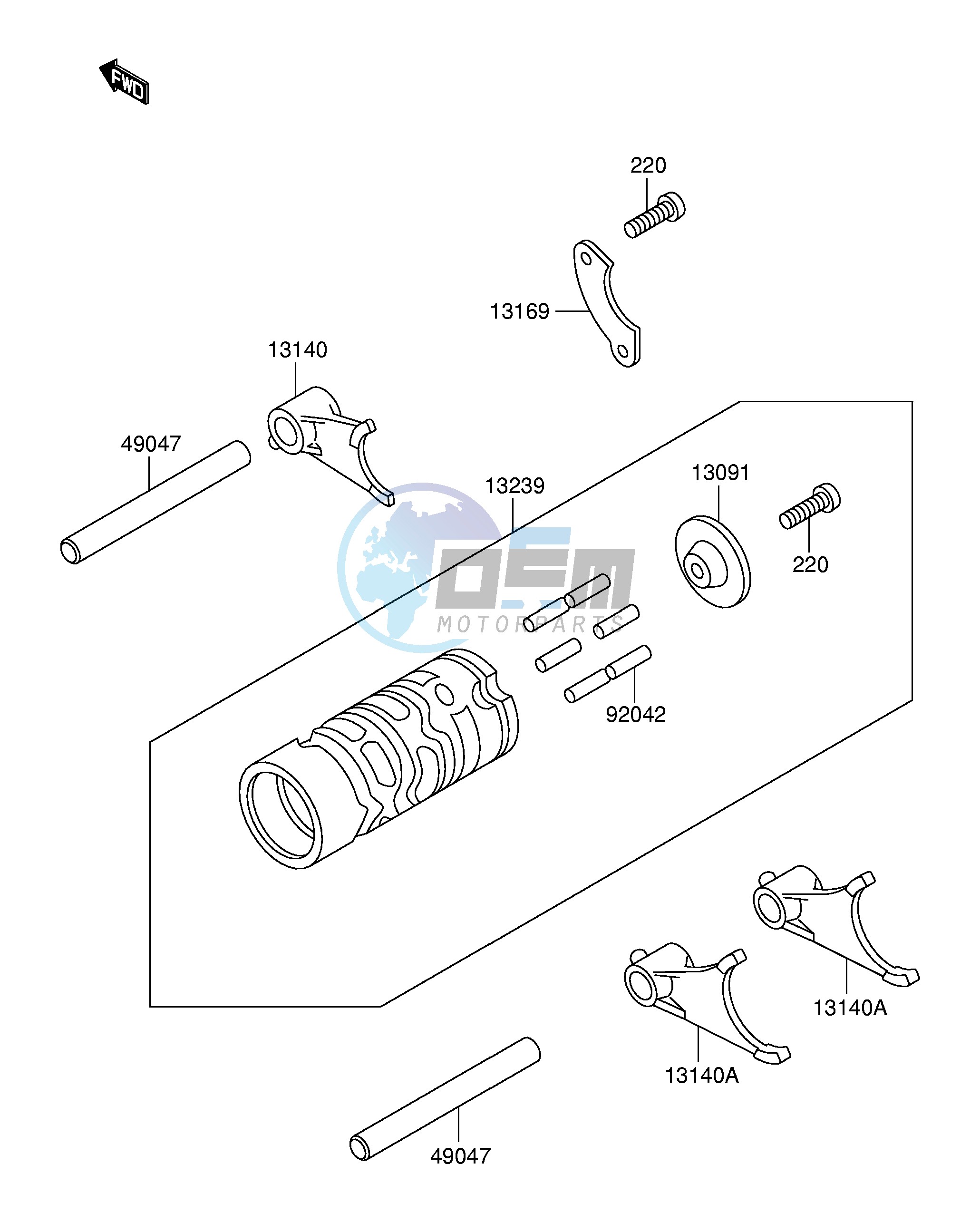 GEAR CHANGE DRUM SHIFT FORK