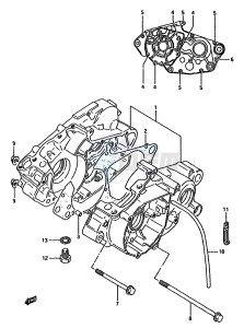 RM125 (G-H-J) drawing CRANKCASE (MODEL G)