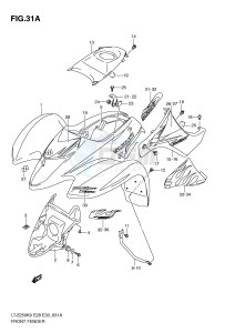 LT-Z250 (E28-E33) drawing FRONT FENDER (MODEL L0)