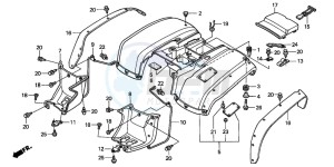 TRX250TM FOURTRAX RECON drawing REAR FENDER (TRX250TM) ('02-'04)