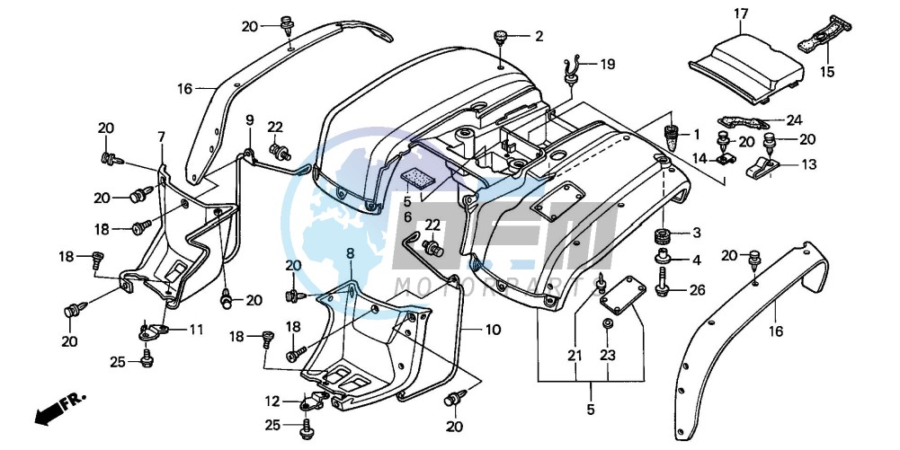 REAR FENDER (TRX250TM) ('02-'04)