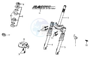 JET EURO X 50 E2 drawing FRONT FORK/ STEERING HEAD BEARING