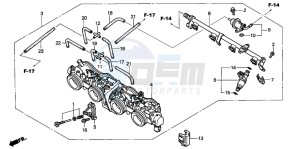 CB900F CB900 HORNET drawing THROTTLE BODY (ASSY.)