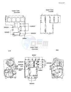 ZX 900 A [NINJA] (A1-A2) NINJA 900 drawing CRANKCASE BOLT & STUD PATTERN