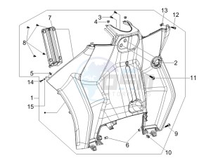 MP3 125 ie Touring drawing Front glove-box - Knee-guard panel