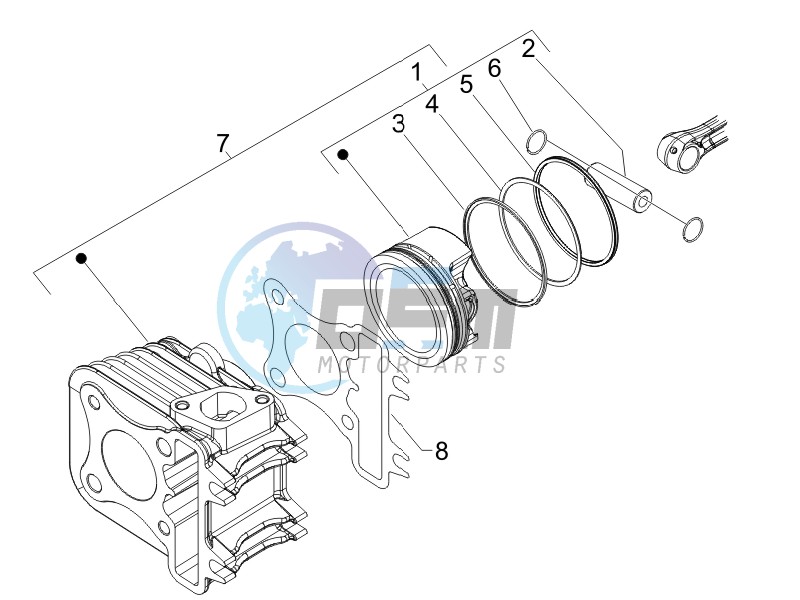 Cylinder - piston - wrist pin unit