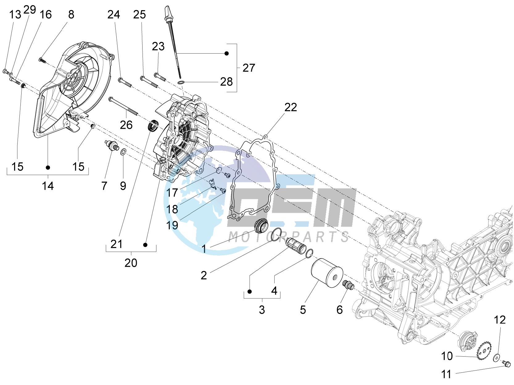 Flywheel magneto cover - Oil filter