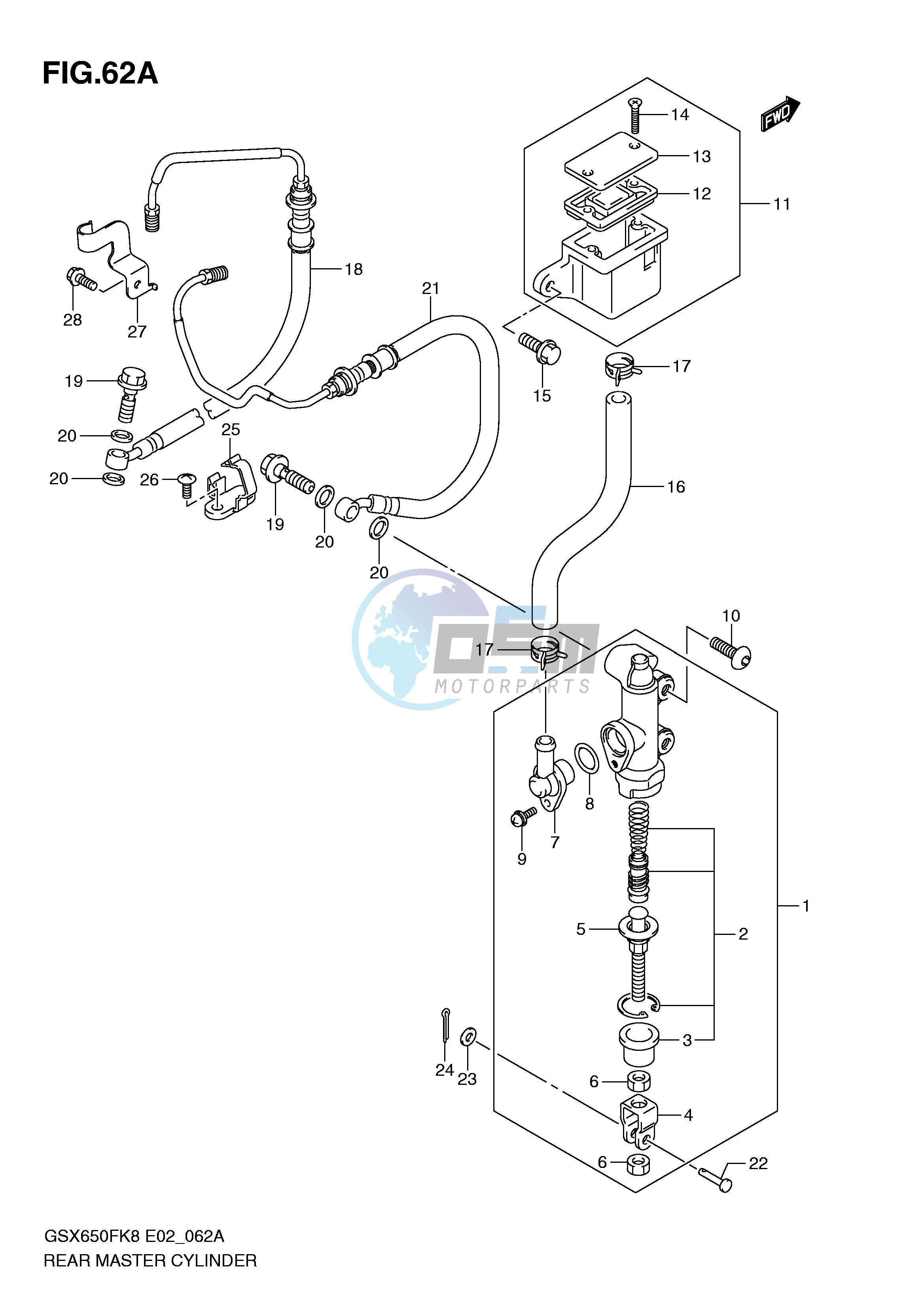 REAR MASTER CYLINDER (GSX650FAK9 FUAK9 FL0 FUL0 FAL0 FUAL0)