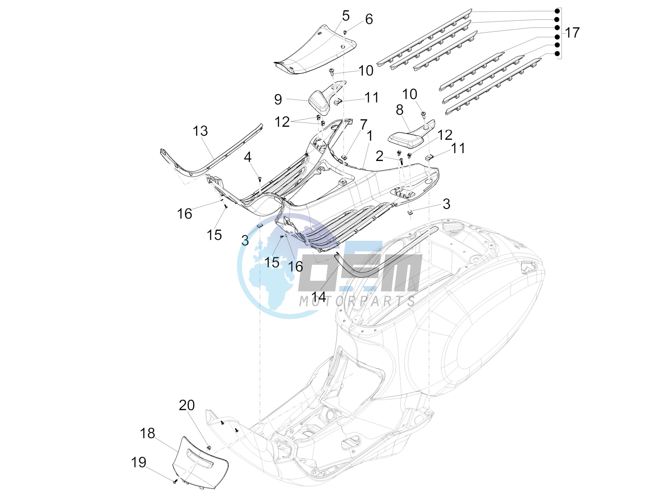 Central cover - Footrests