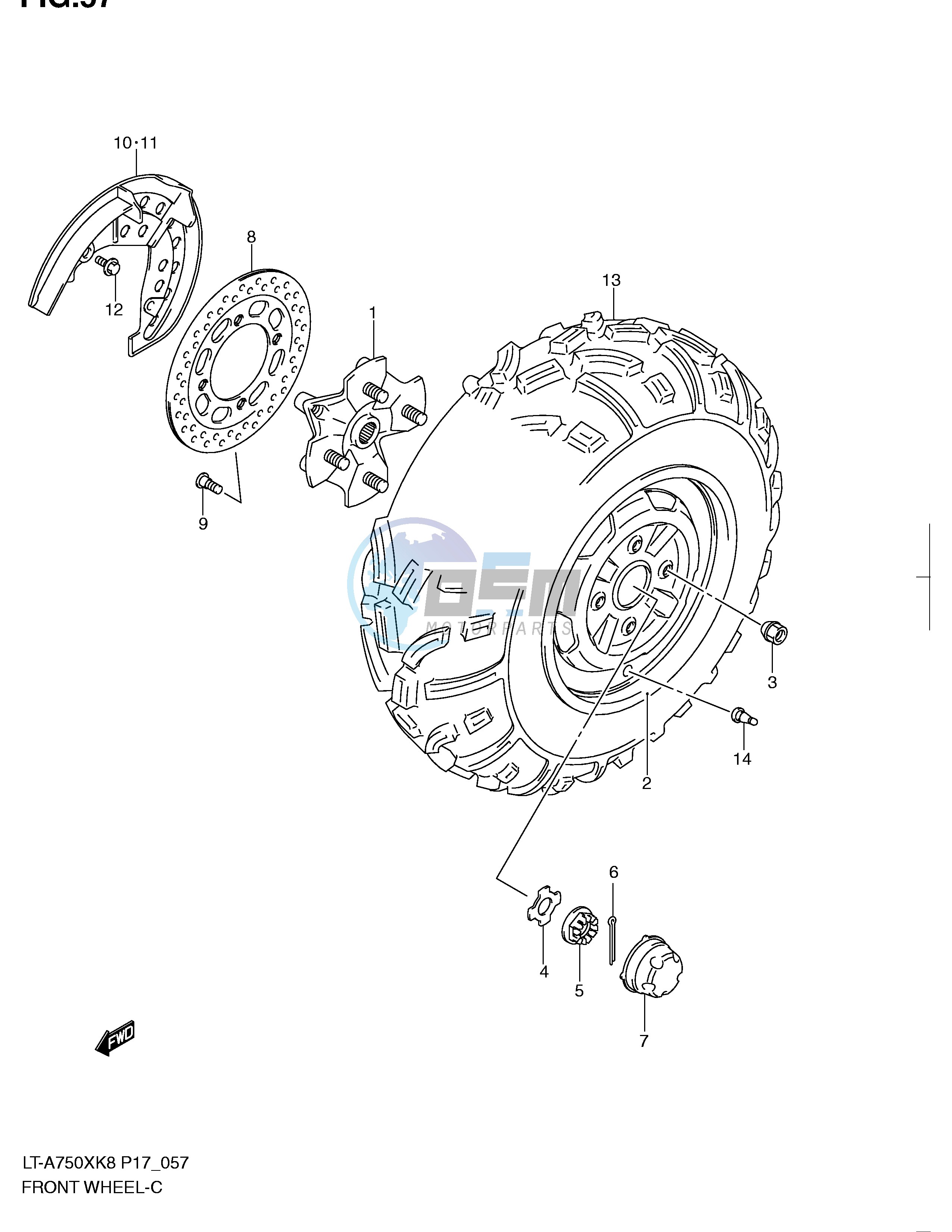 FRONT WHEEL (LT-A750XK8 XZK8)