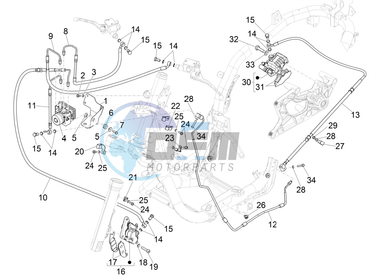 Brakes pipes - Calipers (ABS)