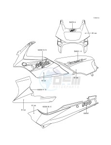 EX 500 D [NINJA 500] (D1-D5) [NINJA 500] drawing DECALS-- BLUE- --- EX500-D4- -