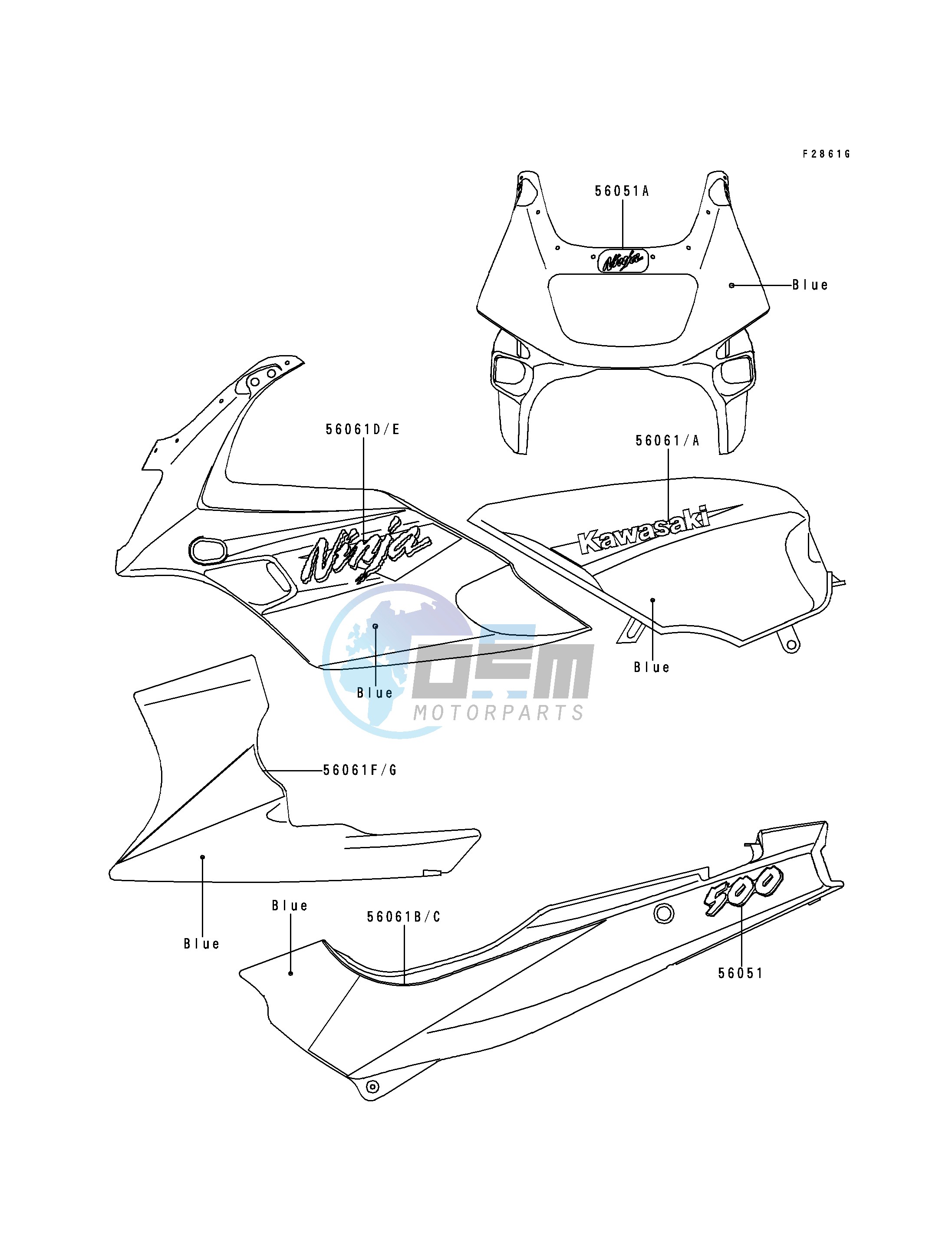 DECALS-- BLUE- --- EX500-D4- -