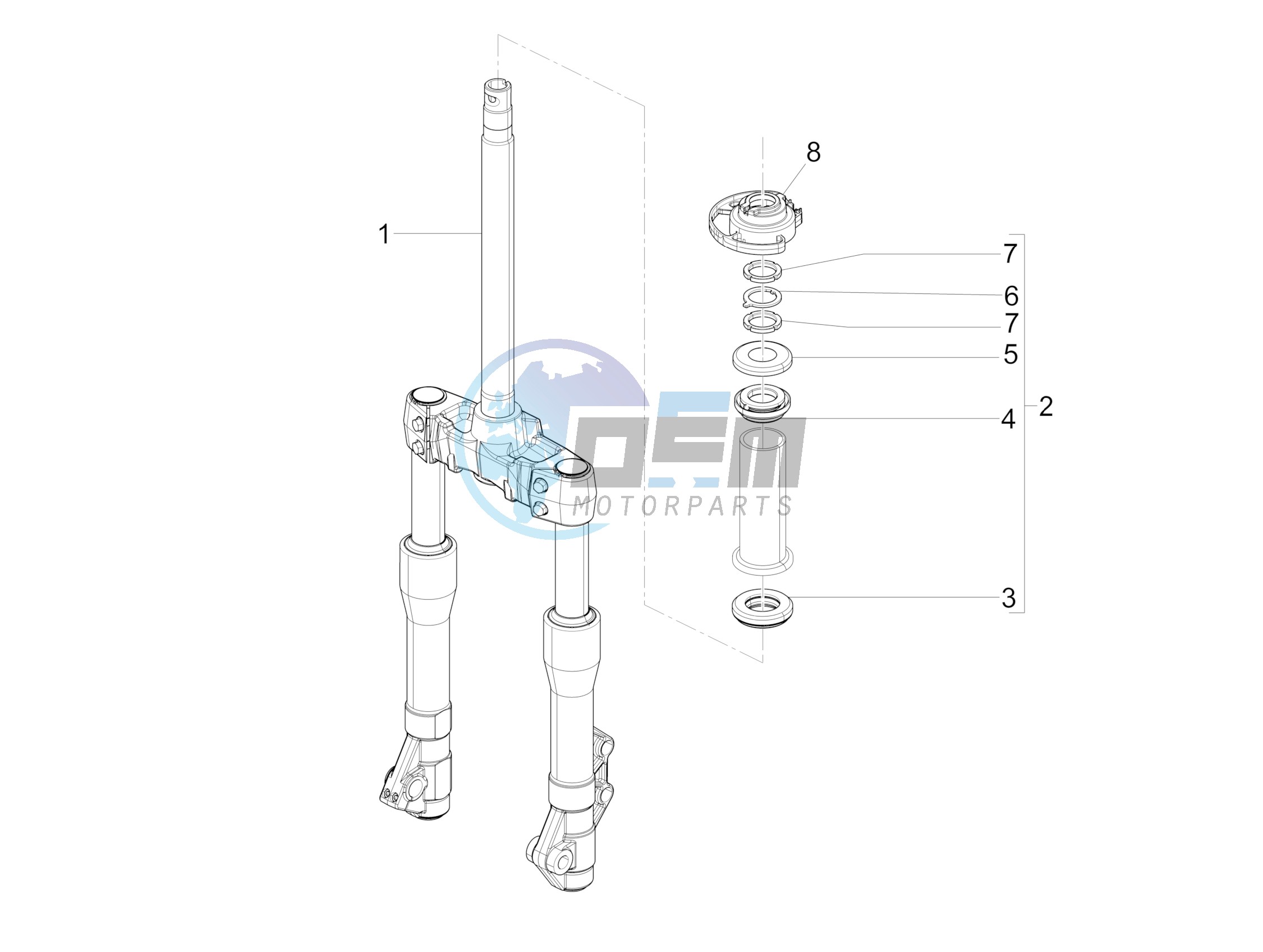 Fork/steering tube - Steering bearing unit