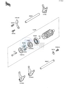 ZX 750 F [NINJA 750R] (F4) [NINJA 750R] drawing GEAR CHANGE DRUM_SHIFT FORK-- S- -