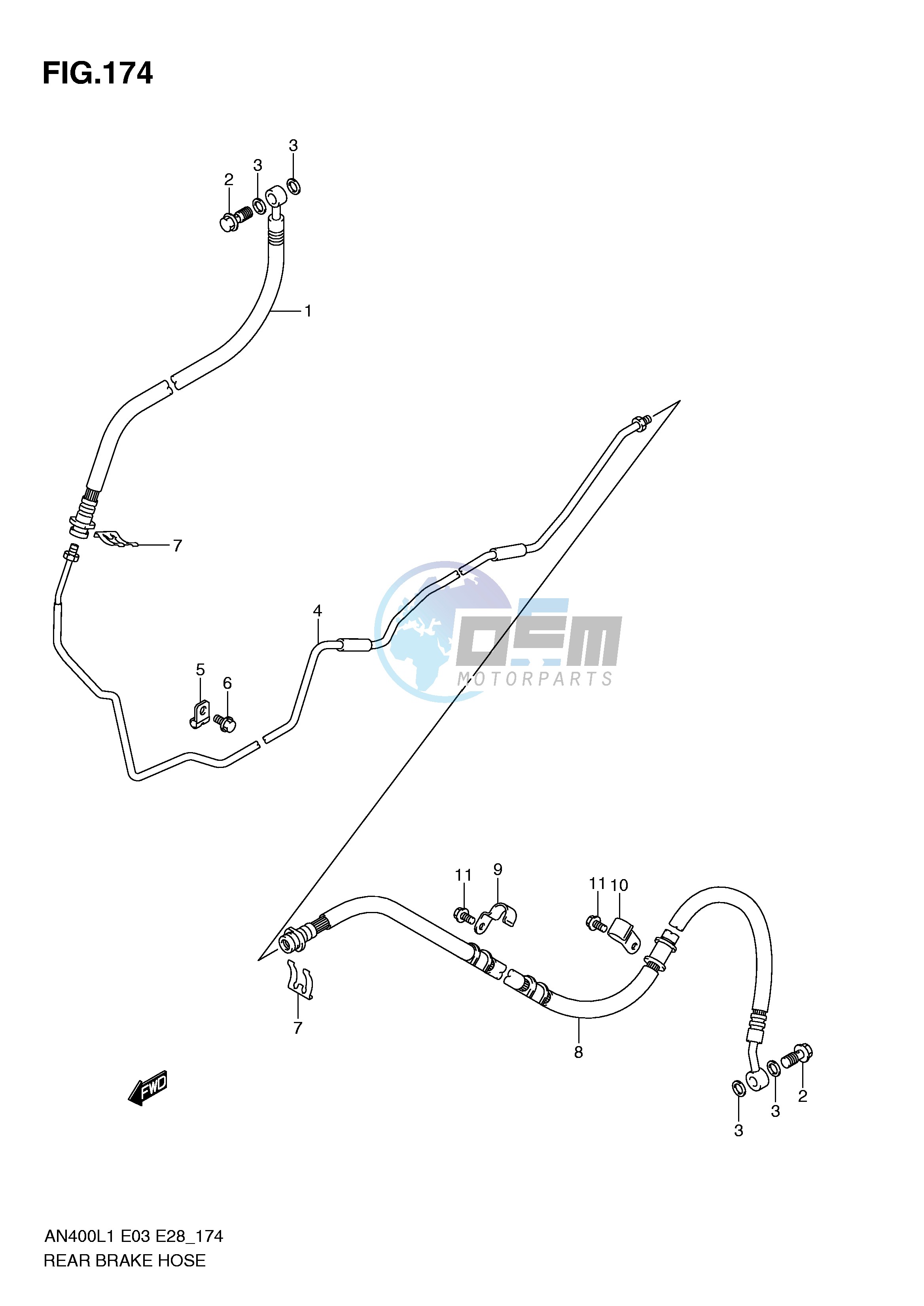 REAR BRAKE HOSE (AN400L1 E3)