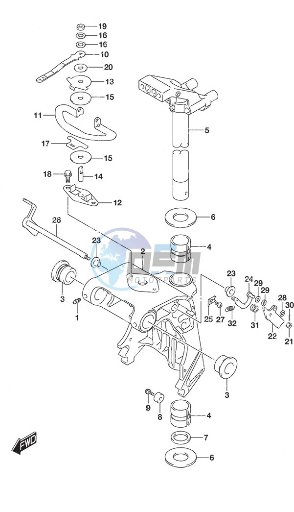 Swivel Bracket Tiller Handle w/Power Tilt