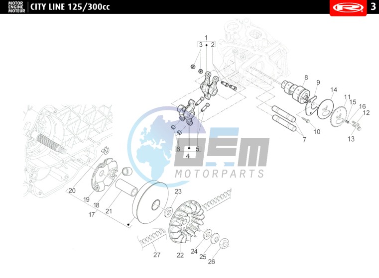 VARIATOR - CAMSHAFT  125cc