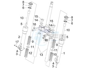 Beverly 250 e3 drawing Fork components (Kayaba)