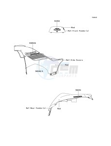 KVF 650 F [BRUTE FORCE 650 4X4I] (F6F-F9F ) F8F drawing DECALS-- RED- --- F8F- -