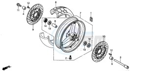 CB900F HORNET 900 drawing FRONT WHEEL