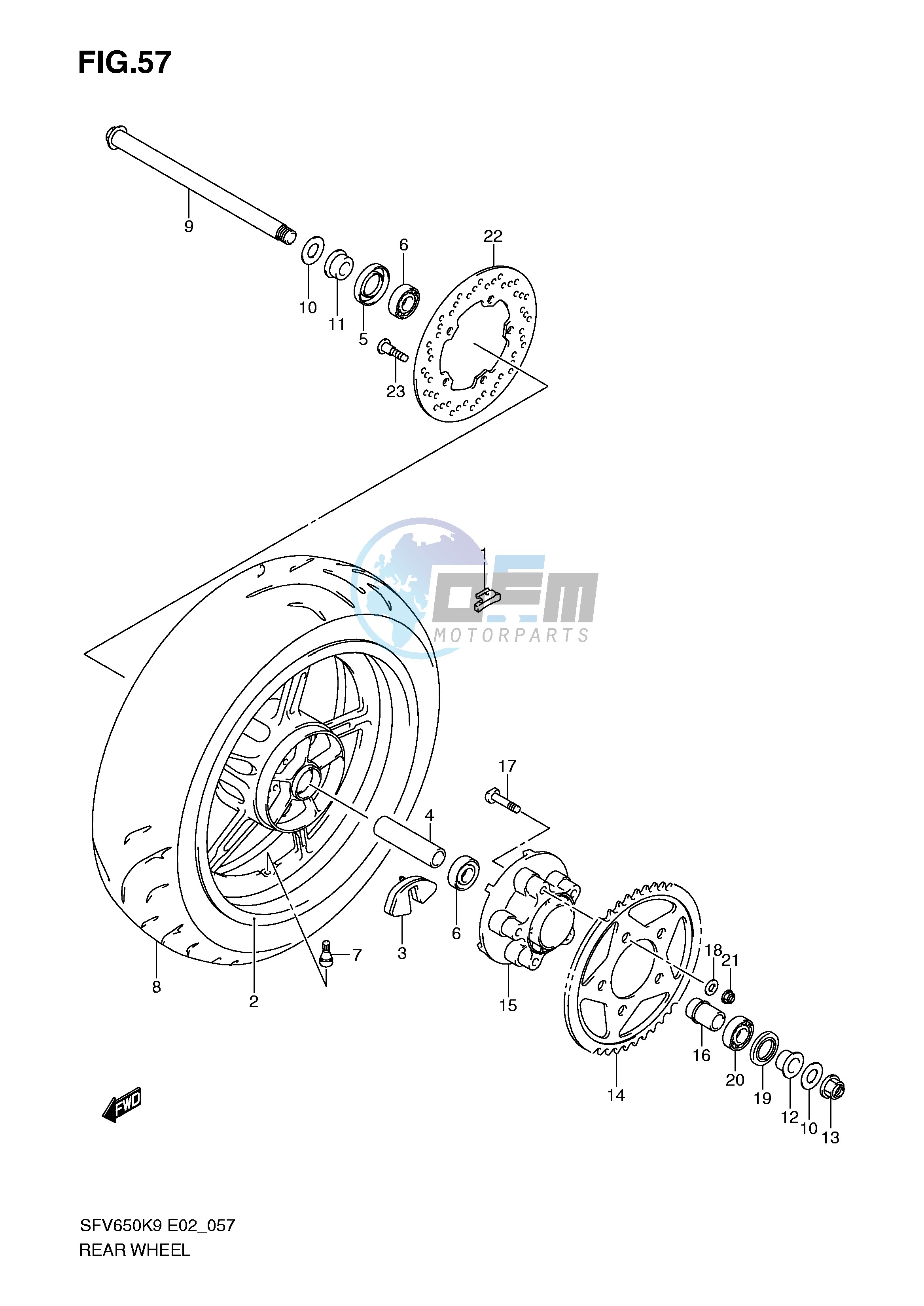 REAR WHEEL (SFV650K9 UK9 L0 UL0)