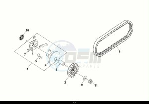 JET X 125I ABS (XH12WX-EU) (E5) (M1) drawing MOVABLE DRIVE FACE ASSY