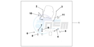 PES125R9 UK - (E / STC 2E) drawing WINDSHIELD EXCL KNUCKLE GUARDS