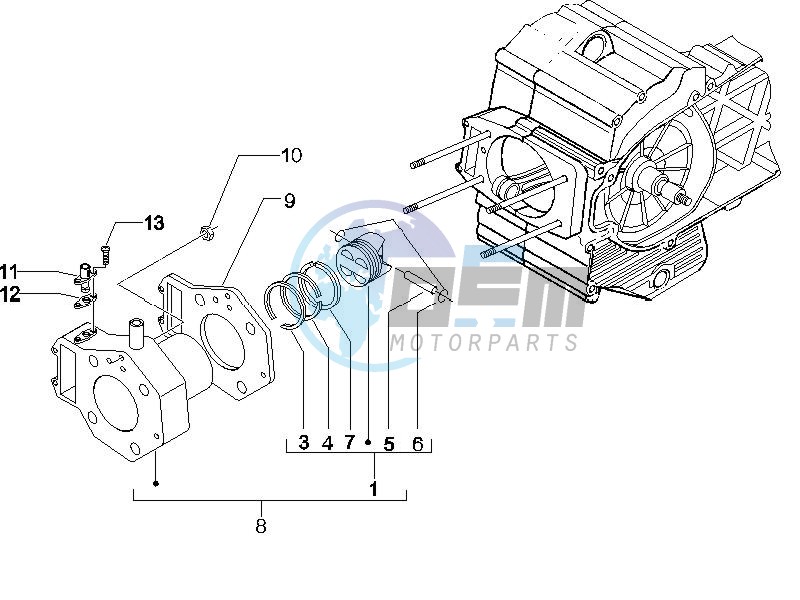 Cylinder-piston-wrist pin unit