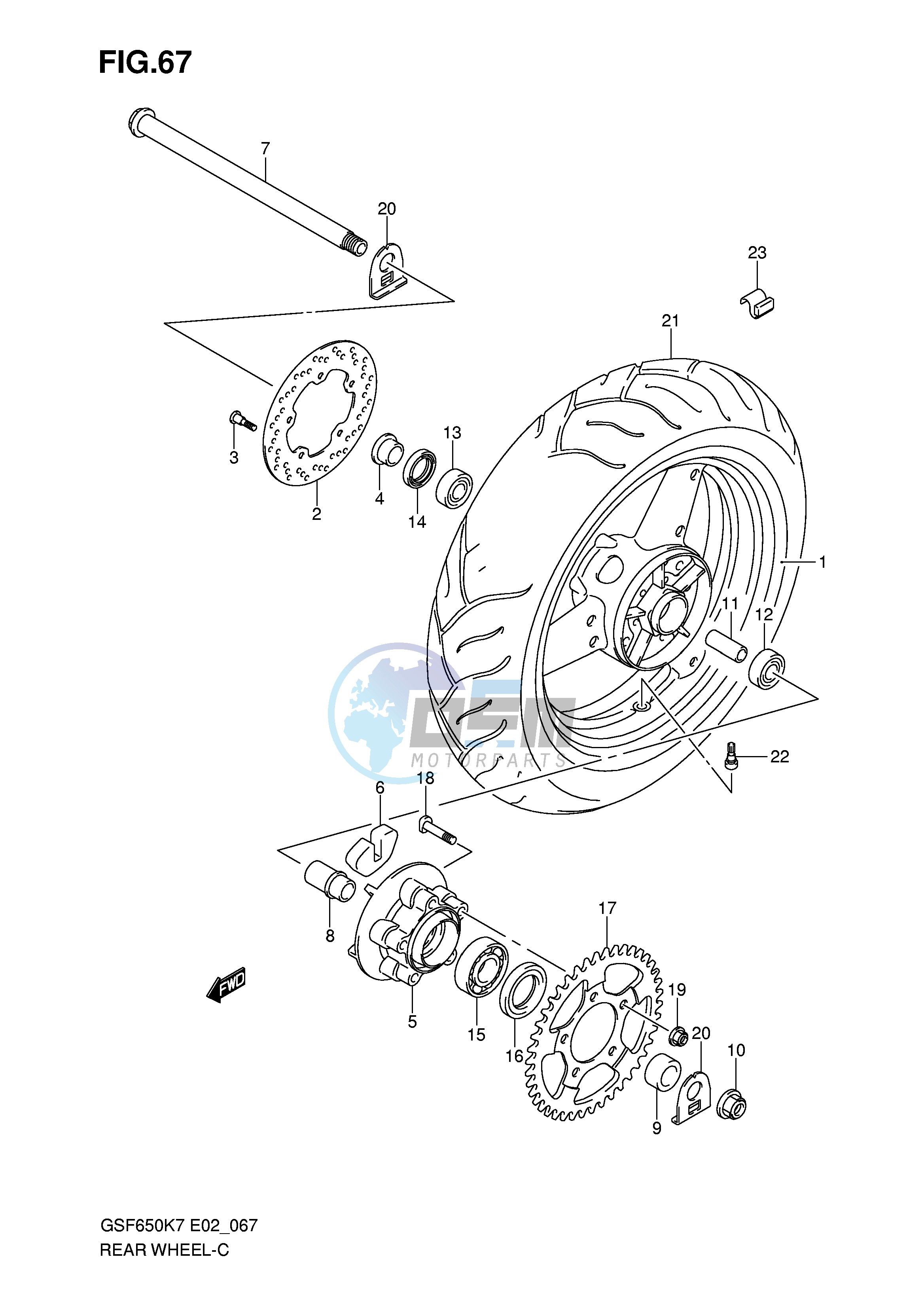 REAR WHEEL (GSF650K7 UK7 SK7 SUK7 K8 UK8 SK8 SUK8)