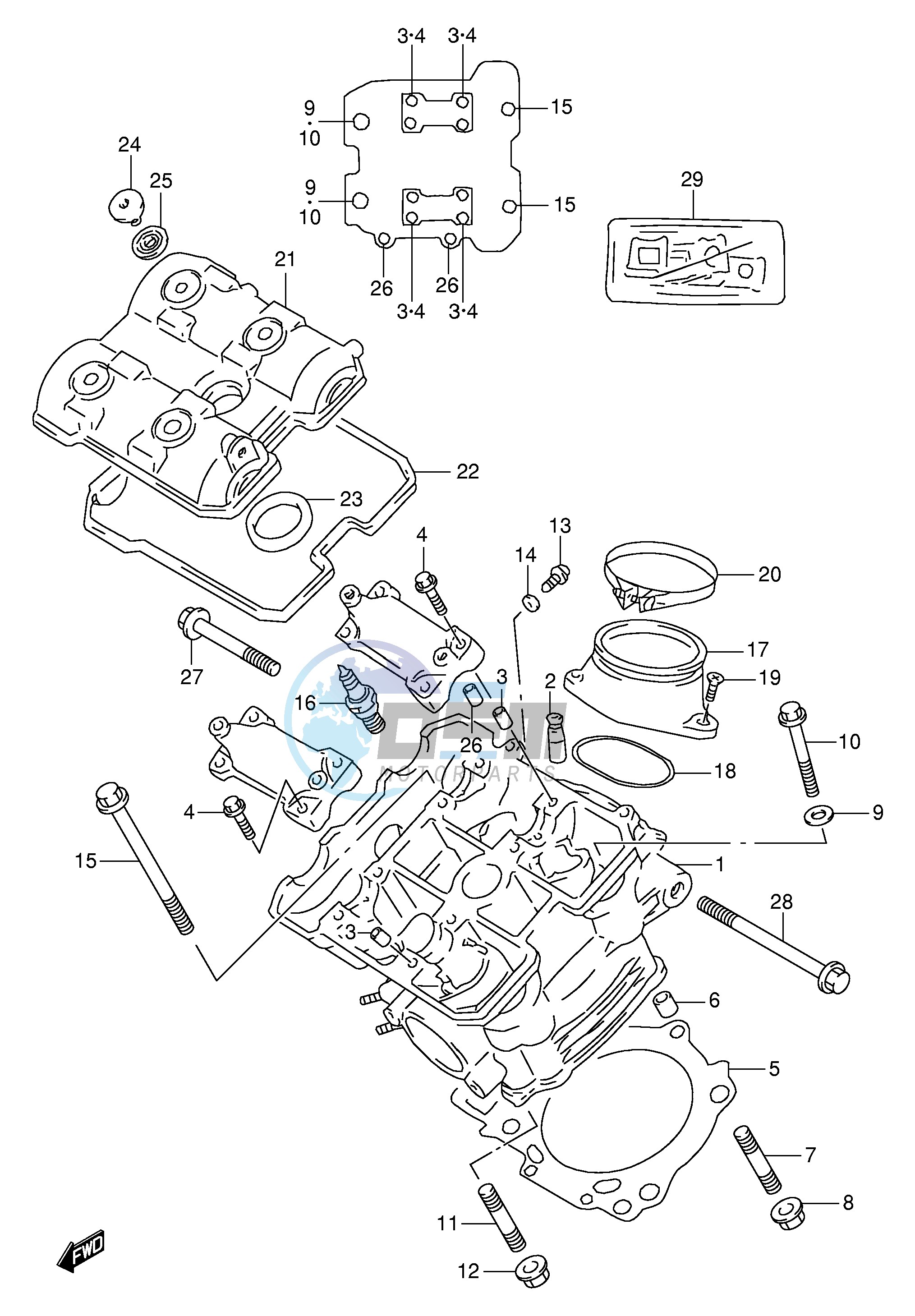 FRONT CYLINDER HEAD (MODEL W X Y K1)