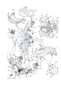 YFM700FWAD YFM70GPSH GRIZZLY 700 EPS SPECIAL EDITION (B1A5) drawing FRONT FENDER